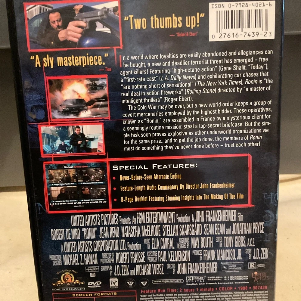 DVD - RONIN WITH Robert DeNiro.  V58